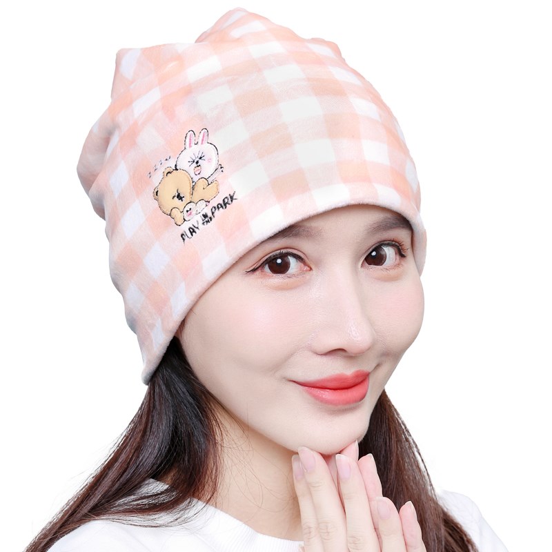 孕妇帽子产后坐月子帽秋冬保暖加绒加厚产妇帽可爱睡觉帽冬季防风