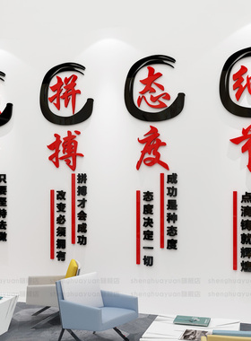 公司企业单位办公室文化墙上装饰励志墙贴标语3d立体亚克力墙贴纸