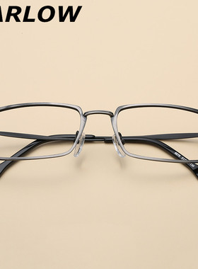 金属眼镜框女长方形可配近视眼镜潮复古J韩版长脸黑色眼镜架男文