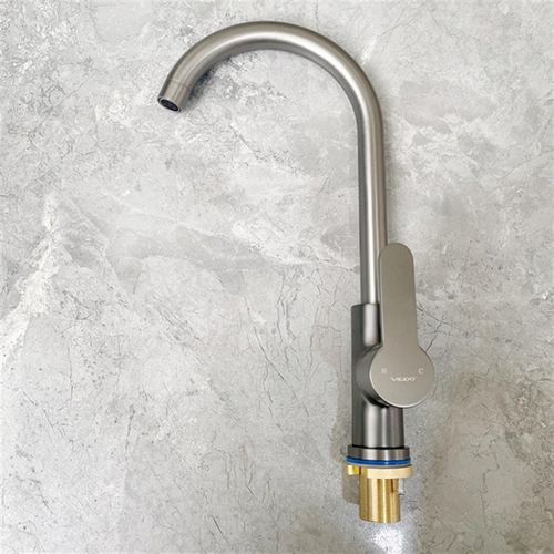 厨房枪灰色立式水龙头全u铜洗菜盆冷热万向防溅水槽洗菜池龙头