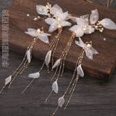 汉服头饰流苏步摇发冠中式 银色女式 短发头纱结婚仙女新娘发饰森系