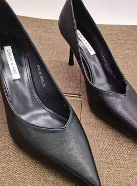 7公分高跟鞋e2020新款夏百搭单鞋细跟职业女鞋工作鞋女黑色皮鞋