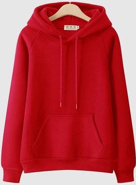 2024新款本命年纯色衣服秋冬z红色卫衣女加绒时尚洋气高级薄款外