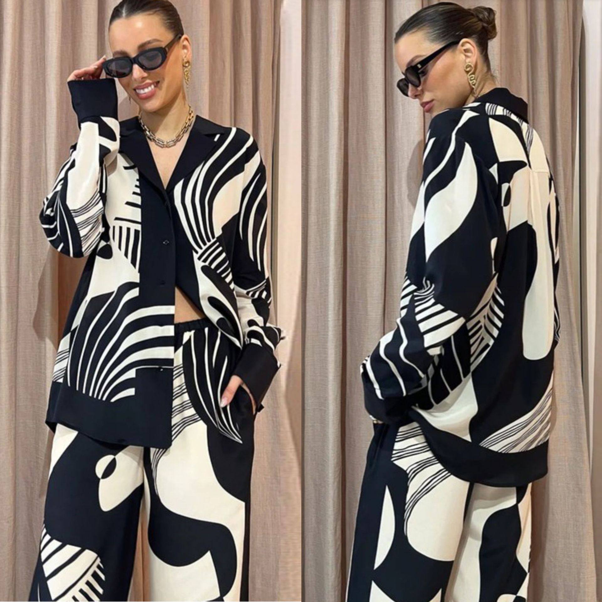欧美时尚休闲印花套装 Fashion casual positioning printing set
