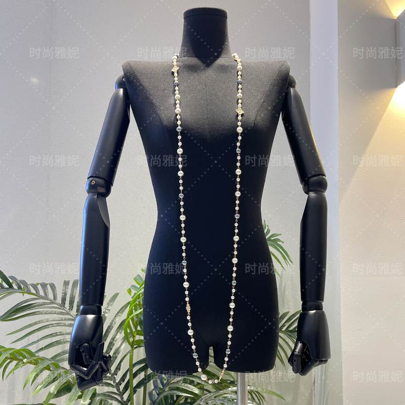 时尚雅妮珍珠项链女轻奢小香风爆款颈链长款手工串珠大气高档配饰