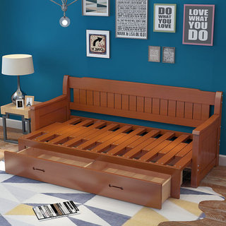 实木沙发床可折叠小户型多功能1.2米推拉坐卧两用1.5客厅1.8双人