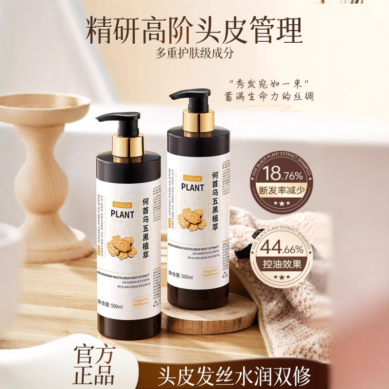 阿古丽娅何首乌五黑植萃洗发水500ml 控油丝滑改善头发干燥清洁