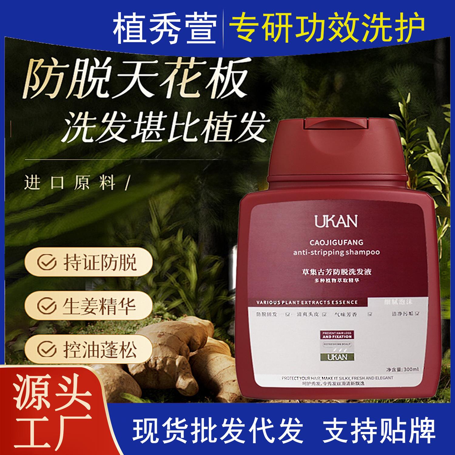 防脱洗发水生姜老姜王侧柏叶何首乌控油去屑固发防脱洗头膏批