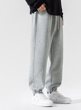 WOODSOON男士卫裤春秋新款工装束脚长裤冬季加绒重磅休闲男生裤子