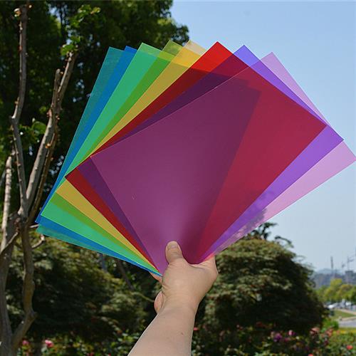 A4规格彩色透明塑料片PVC片材儿童手工课diy制作折纸彩纸卡纸材料