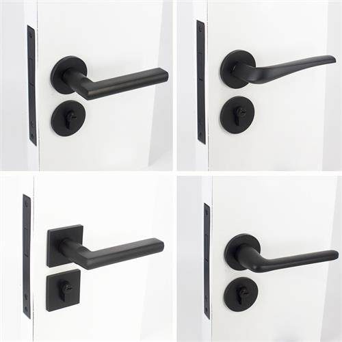 简约室内门锁美式黑色磁吸静音锁卧室房间门锁具实木门分体锁把手