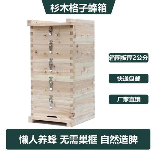 格子箱中蜂蜂箱散装全套杉木土养蜜蜂工具诱蜂桶五层方格子蜂箱