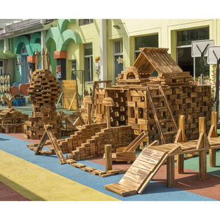 幼L儿园户外大型建构碳化超大块防腐砖块实木搭建室外炭烧积木玩