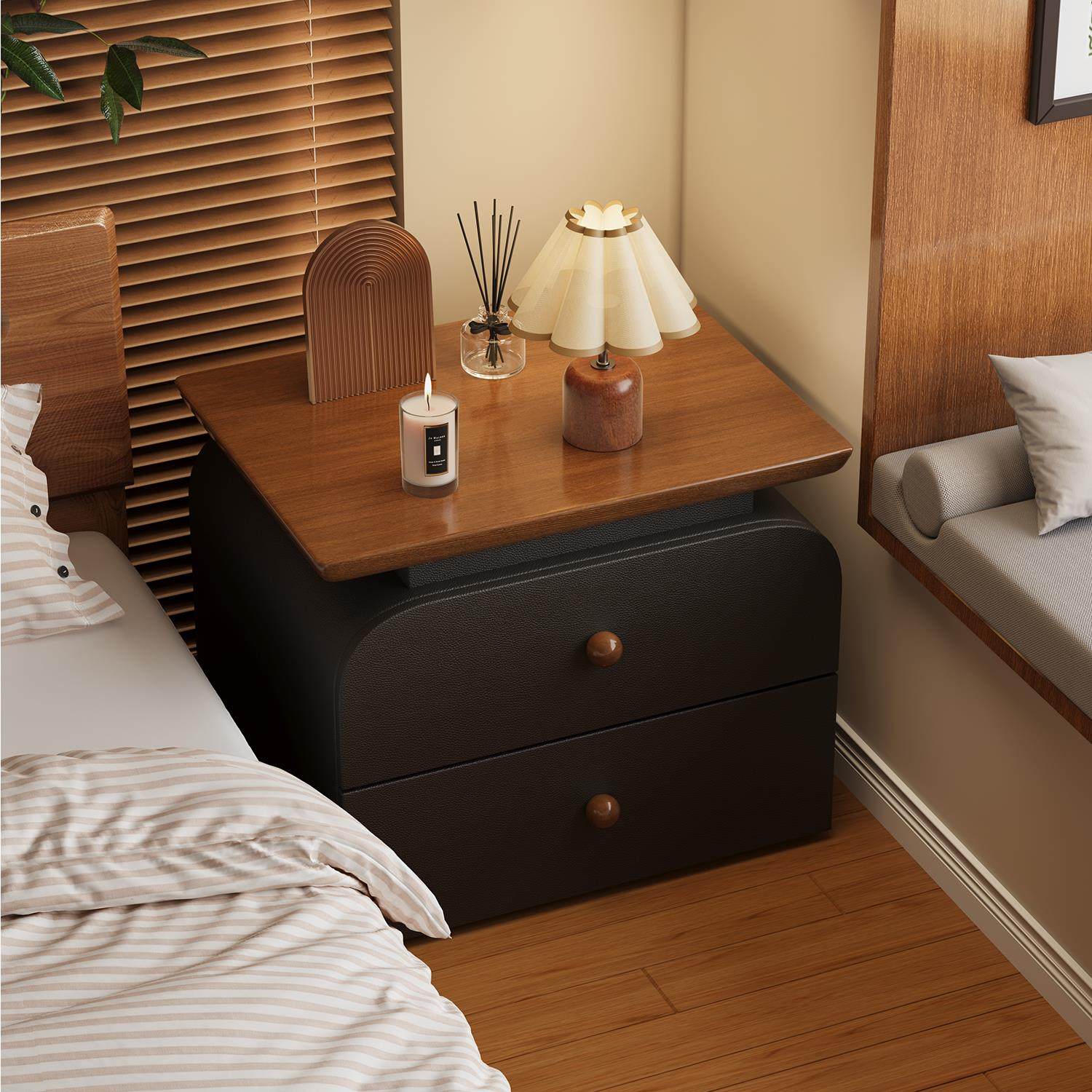 中古风创意设计感小众床头柜实木小型卧室轻奢高级感黑色收纳柜子,住宅家具,其它柜类,淘宝优惠券,粉丝福利购,淘宝优惠卷