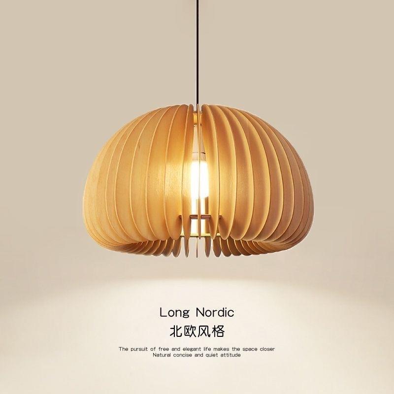 餐厅吊灯日式复古卧室艺术饭桌书房南瓜灯创意木艺吧台灯中山工厂
