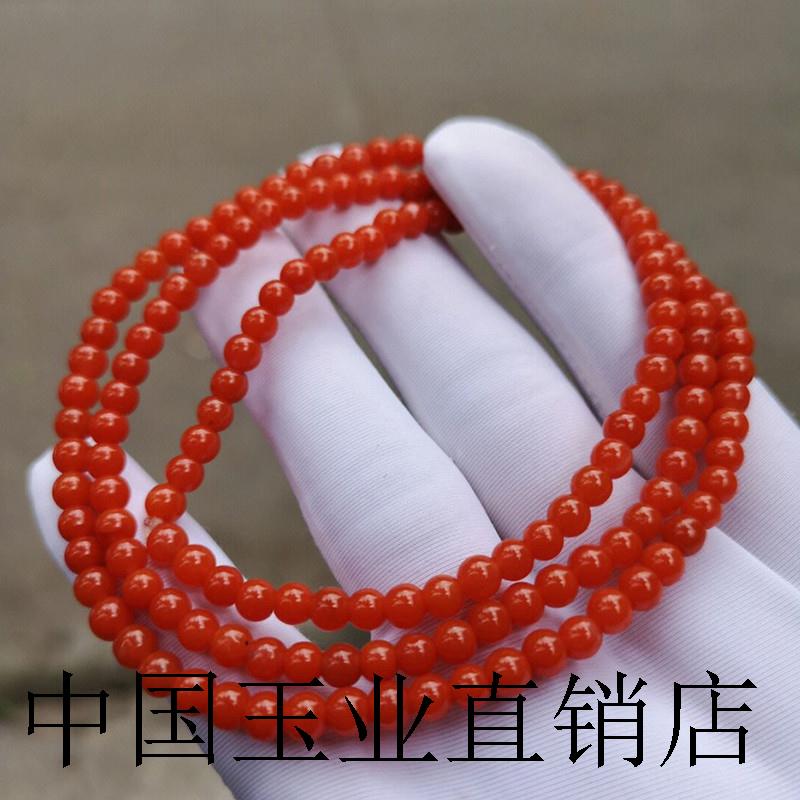 保山南红玛瑙圆珠手串满色满肉柿子红多圈手链转运珠手串手饰时尚
