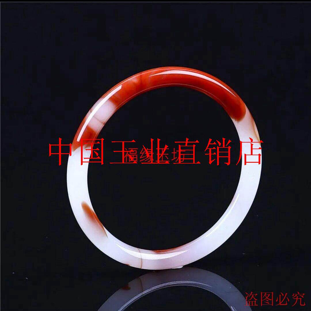精挑选新疆和田玉鸡血玉手镯女款精品送妈妈送礼细圆条玉石手镯子
