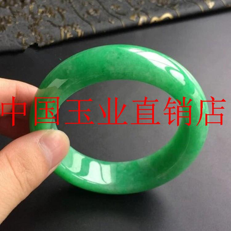 缅甸满绿翡翠色高级感正圈手镯阳绿冰糯种帝王绿新中式女款玉镯子
