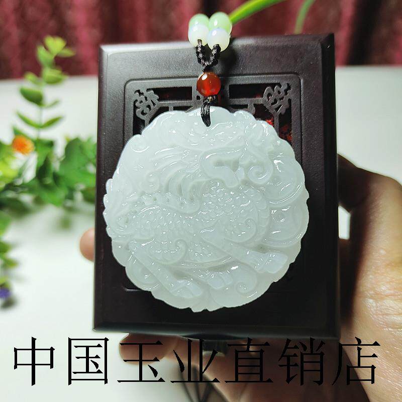 高端品质青白玉麒麟吊坠貔貅元宝玉佩圆牌情侣款挂件个性毛衣项链