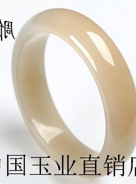 精品和田玉色藕粉手镯高端玉石饰品女款气质款玉镯子手饰送礼精选