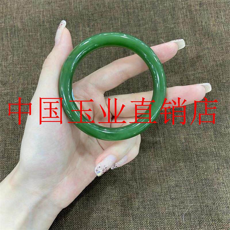 精选高品质翠绿手镯少女款细圆条镯子高端碧绿色精品翡翠色玉石镯