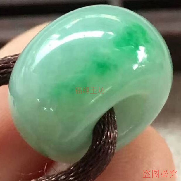 高端缅甸翡翠色路路通飘花冰糯种飘绿阳绿苹果型女款项链送礼饰品