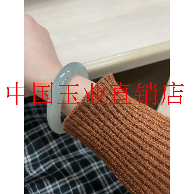 冰糯种单色油青宽条贵妃玉石手镯