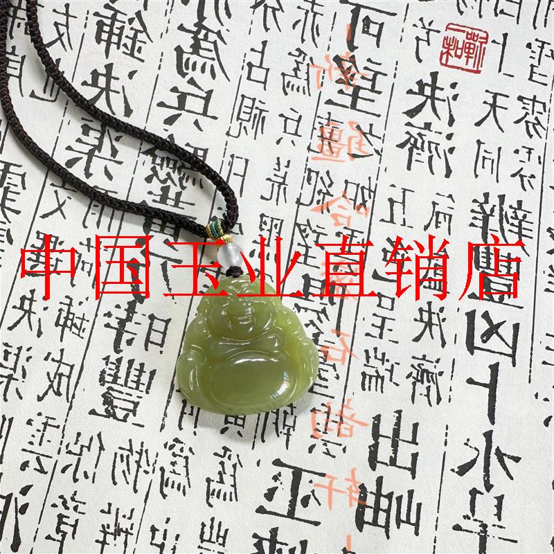 新疆和田玉吊坠女玉佛头项链碧绿小佛公玉石玉佩青海料神像保平安