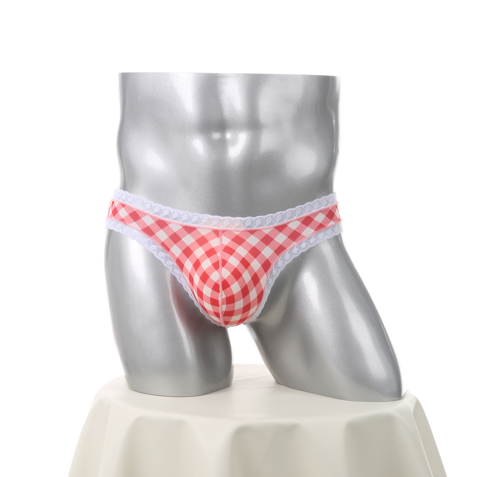 男士性感低腰内裤格子网孔三角裤U凸紧身小裤衩个性特色潮