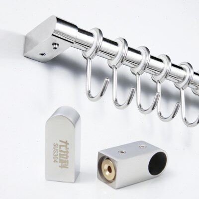 厨房挂杆光面免打孔挂架套管可壁挂亮430杆钩16mm置物不锈钢收纳