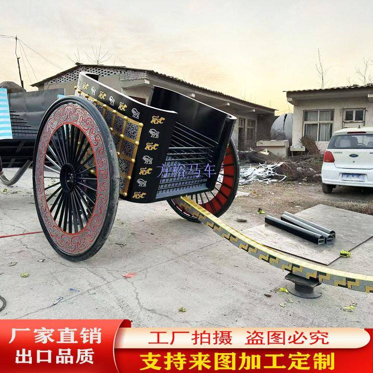 复古中式战车汉复古马车影视道具实木马车铁艺秦汉仿古马车
