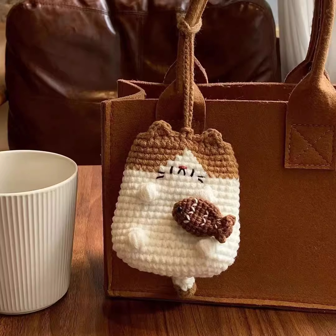 可爱猫咪零钱包毛线手工编织diy礼物材料包钩针钩织手作打发时间