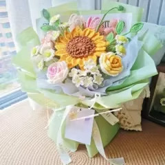 手工雪妃尔线材编织花束diy泰国玫瑰向日葵花混搭自制毛线材料包,服饰配件/皮带/帽子/围巾,DIY编织材料包,淘宝优惠券,粉丝福利购,淘宝优惠卷