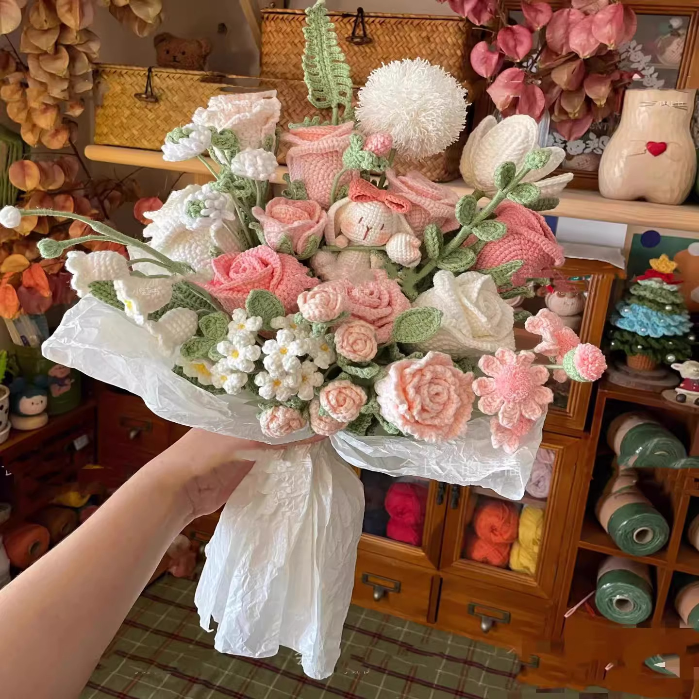 雪妃尔毛线手工编织玩偶花束diy材料包自制毛线花束送朋友闺蜜,服饰配件/皮带/帽子/围巾,DIY编织材料包,淘宝优惠券,粉丝福利购,淘宝优惠卷