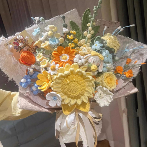 手工编织雪妃尔毛线花diy材料包自制花束送女友闺蜜生日礼物花