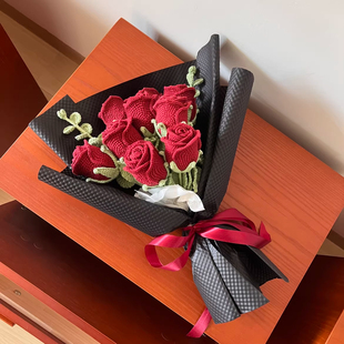 材料包钩织花束diy手工编制针织酒杯玫瑰雪妃尔毛线自制礼物闺蜜