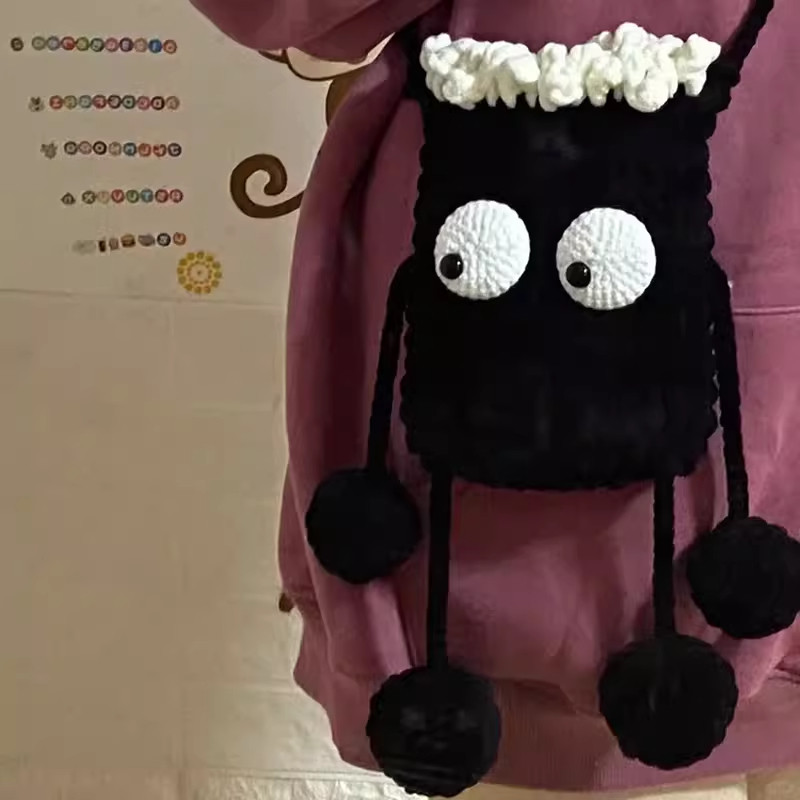 煤球包手机包手工diy钩针编织材料包冰条线大眼仔搞怪斜挎包,服饰配件/皮带/帽子/围巾,DIY编织材料包,淘宝优惠券,粉丝福利购,淘宝优惠卷