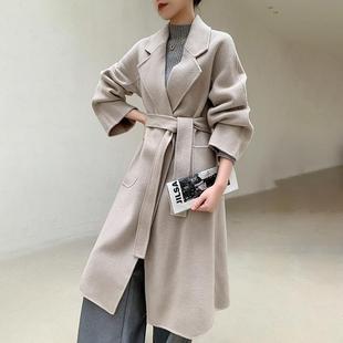 高端羊毛双面尼呢子外套加长款 双面羊绒大衣女士秋冬新款 毛呢风衣