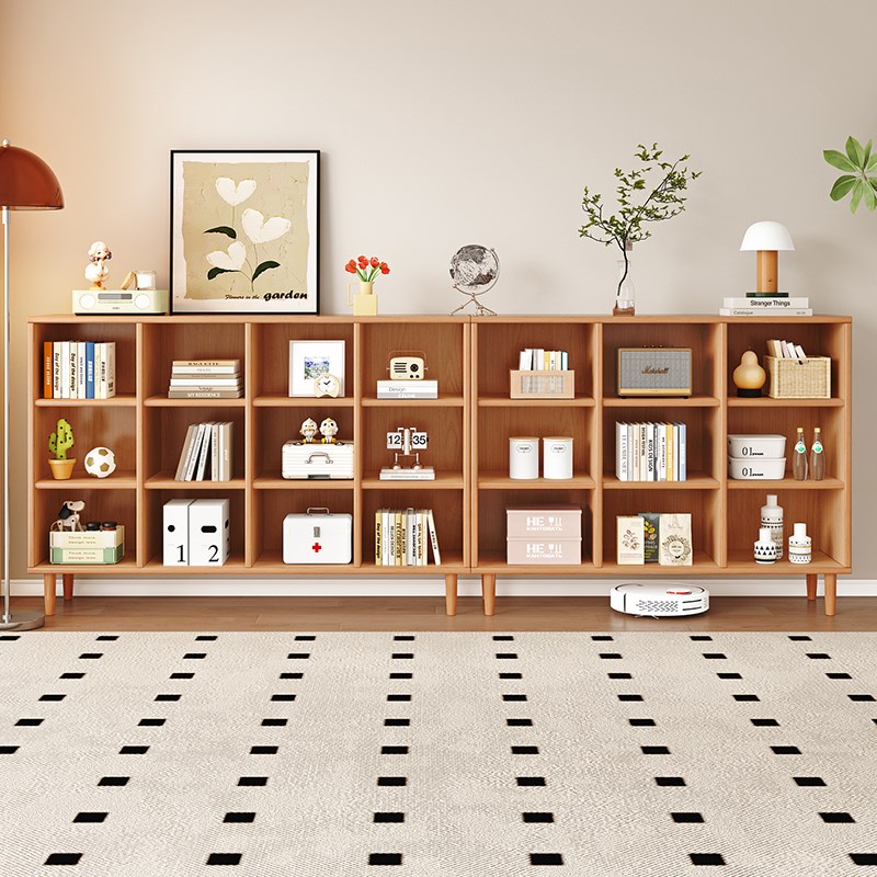 实木书柜客厅储物柜一体组合书架A落地置物架简约现代收纳柜展示