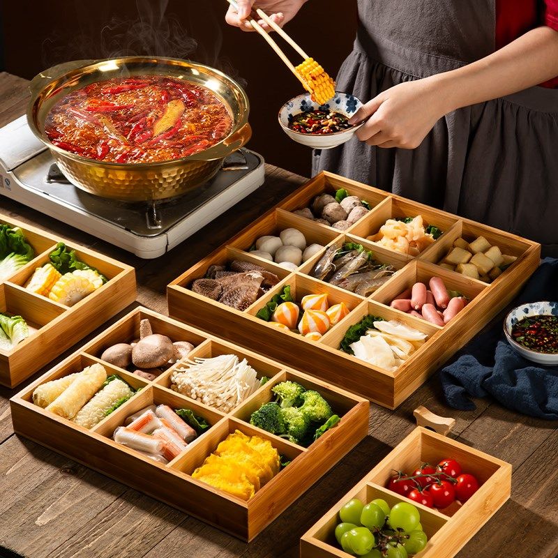 九宫格火锅盘格子分格竹木配菜备菜盘托盘拼盘围炉煮茶点心干果盒,餐饮具,盘,淘宝优惠券,粉丝福利购,淘宝优惠卷