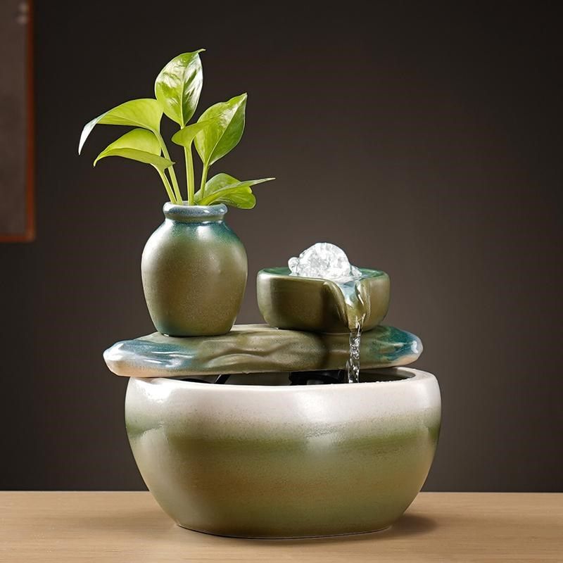 财源滚滚小型流水摆件循环水生财陶瓷桌面装饰客厅玄关古法鱼缸,家居饰品,装饰摆件,淘宝优惠券,粉丝福利购,淘宝优惠卷