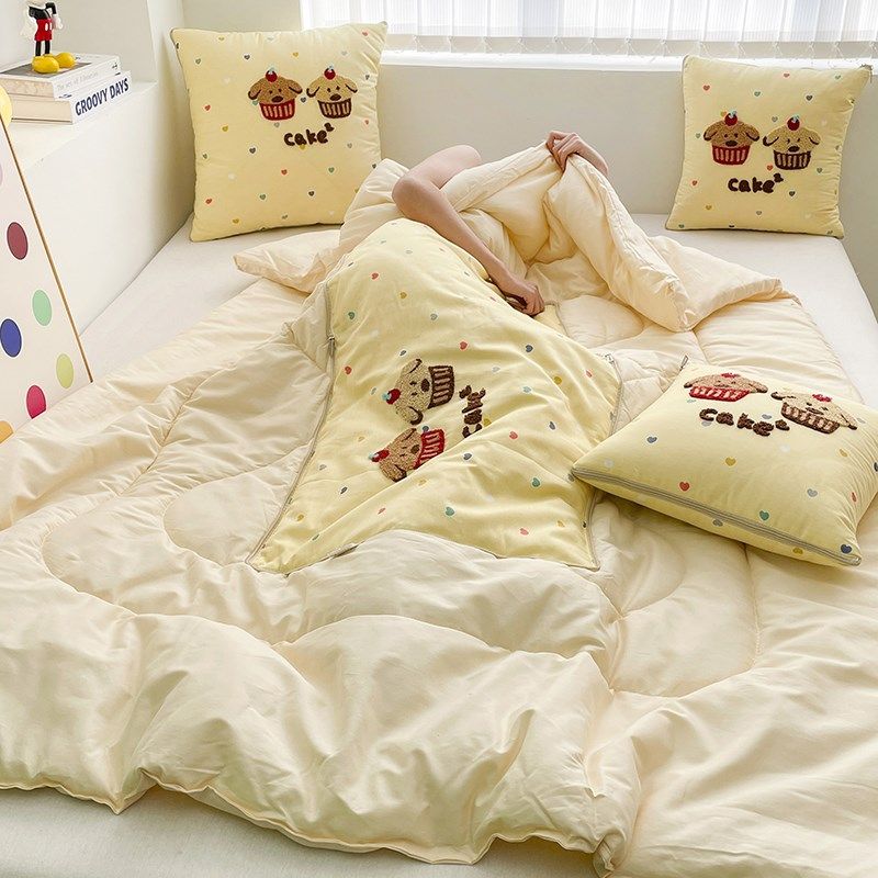 新款全棉抱枕被子两用二合一车载靠枕儿童午睡枕办公室毯子空调被