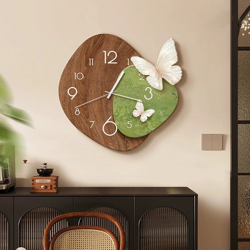 立体感蝴蝶中古风餐厅挂钟复古艺术钟表客厅创意时钟挂墙2025新款,家居饰品,钟表画/挂钟画,淘宝优惠券,粉丝福利购,淘宝优惠卷