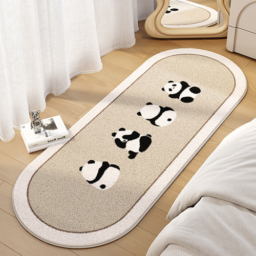 卡通熊猫卧室地毯床边毯儿童房主卧床下床前客厅儿童榻榻米房地垫