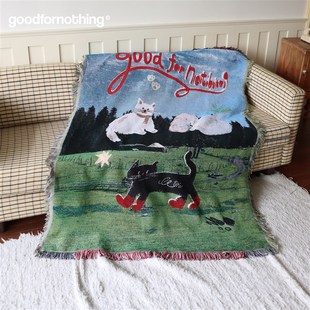 goodfornothing一无是处小猫艺术挂毯沙发毯针织盖毯野餐垫氛围毯
