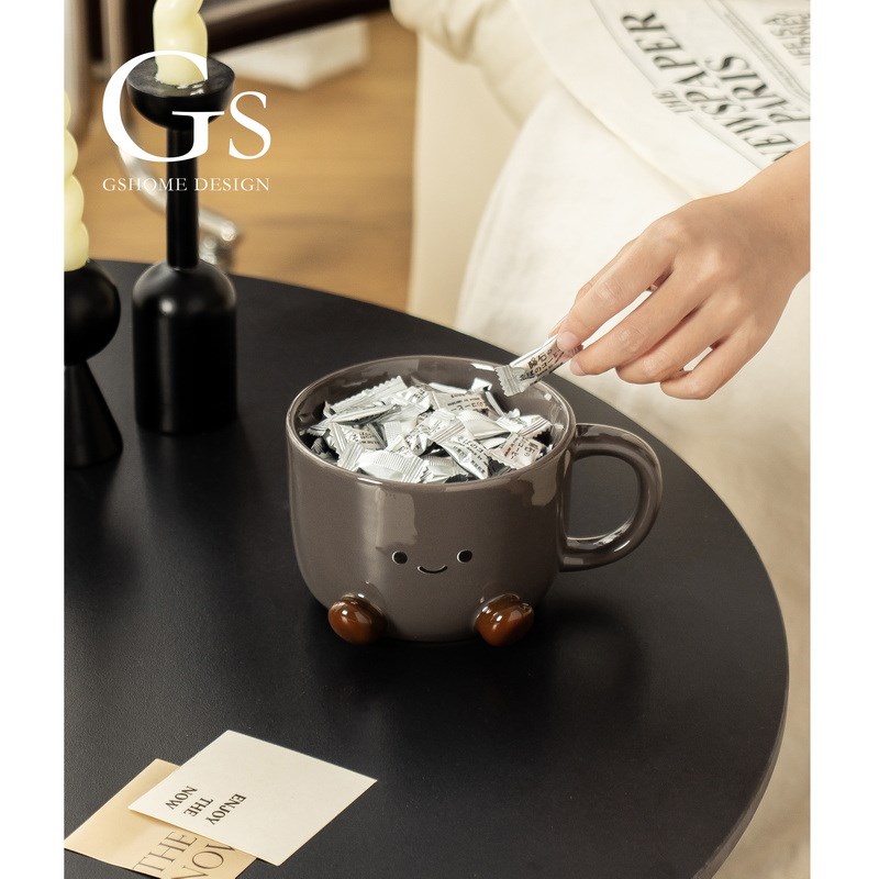 咖啡陶瓷可爱桌面摆件收纳w盘钥匙蒸笼收纳盒陶瓷摆件置物架托盘