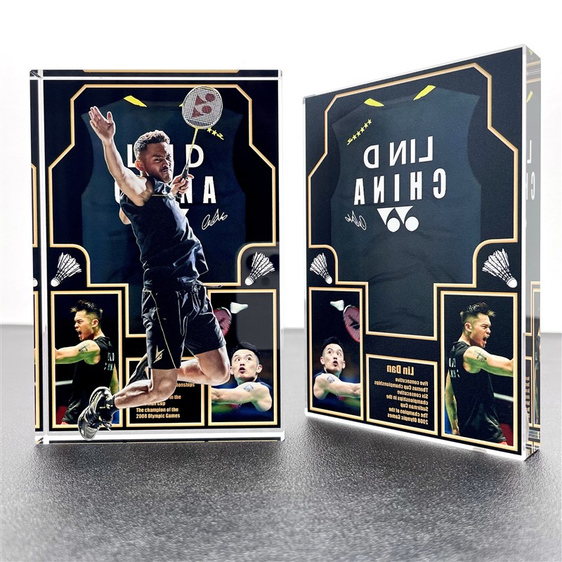 李宗伟林丹装饰水晶砖q摆件挑田贤斗安赛龙羽毛球体育明星创意礼