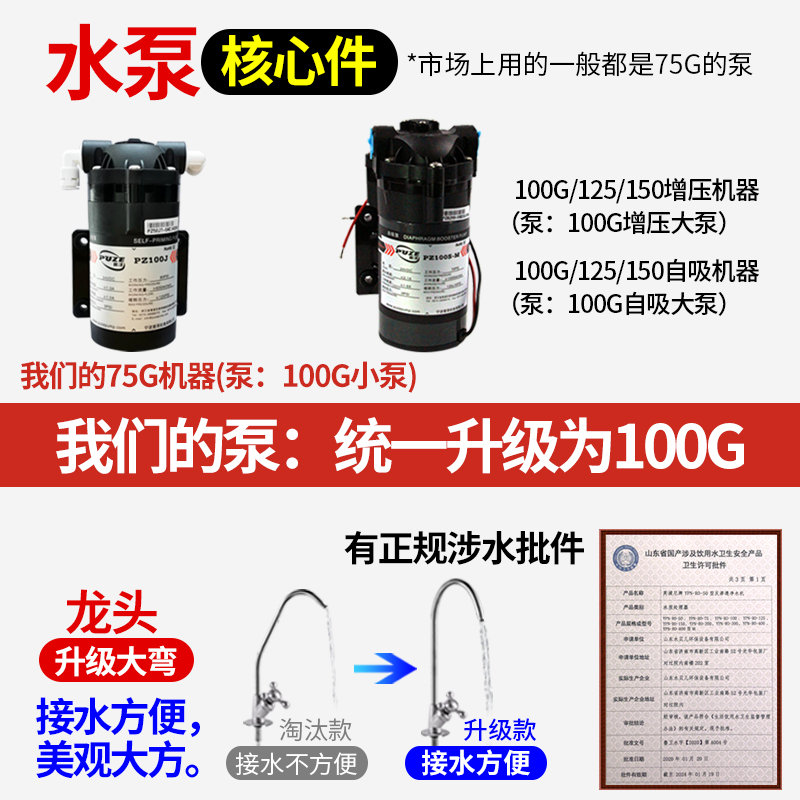 反渗透净水器家用厨房自来水直饮五级过滤器ROO纯水机除水垢净水