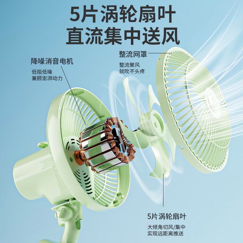 桌面台式小风扇小型宿舍s学生床上电风扇床头夹扇桌面轻音夹式电