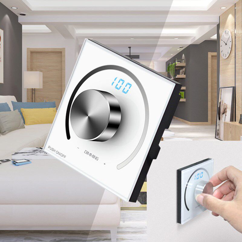 LED灯带旋钮调光控制器86面板RGB数字显示12V24V嵌入式开关